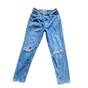 Free People We The Free Ripped Straight Leg Medium Denim Jeans Sz 27